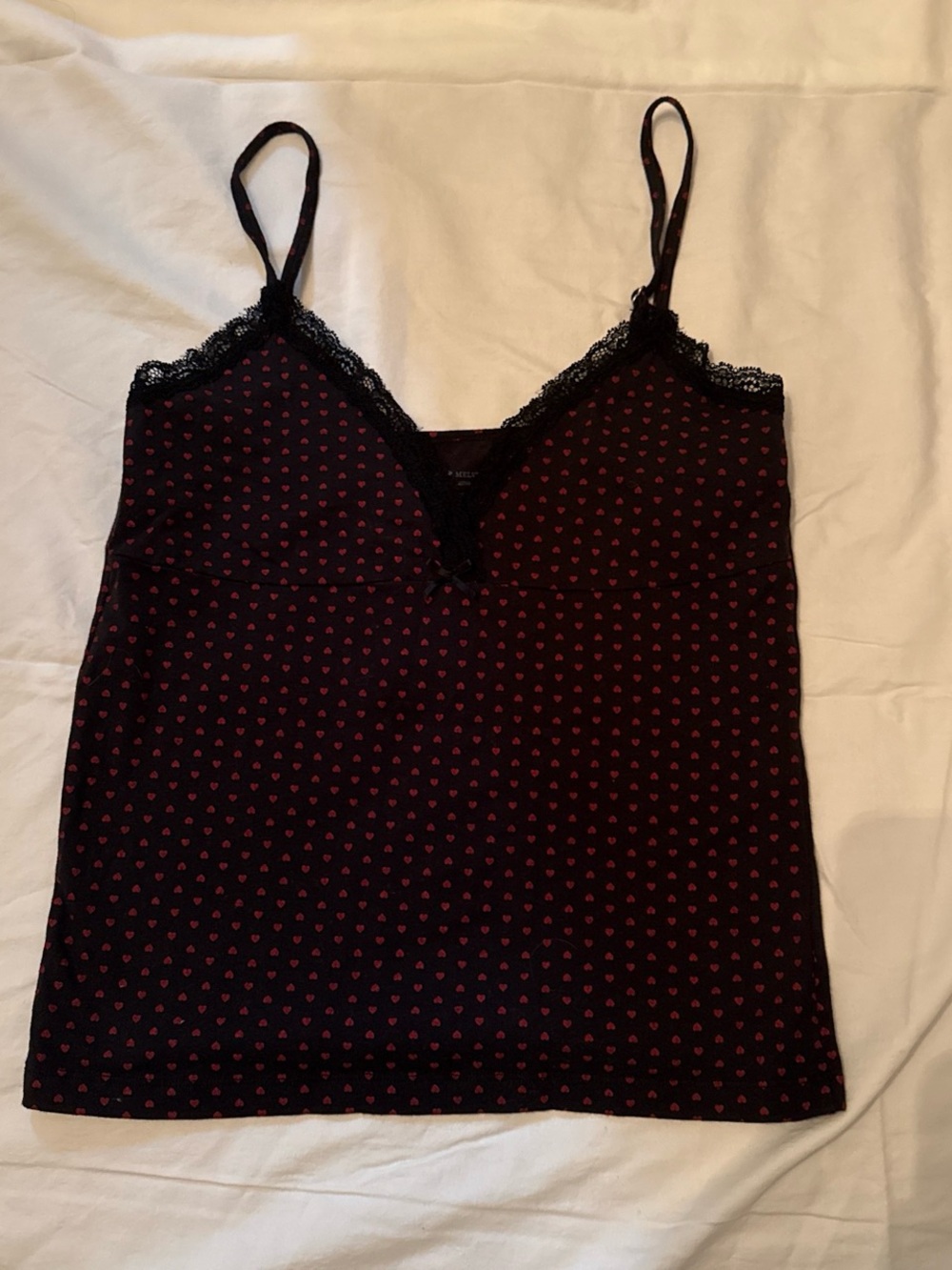 Brandy Melville Black Tank Top with Red Heart Print